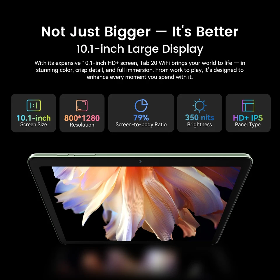 Blackview Tab 20 WiFiタブレット 10.1インチ HD+ IPS、クアッドコア