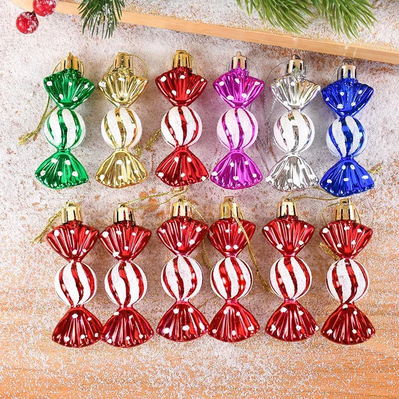 

6Pcs Candy Shaped Christmas Tree Hanging Pendant Christmas Decorations For Home Navidad New Year Party Decor 2024