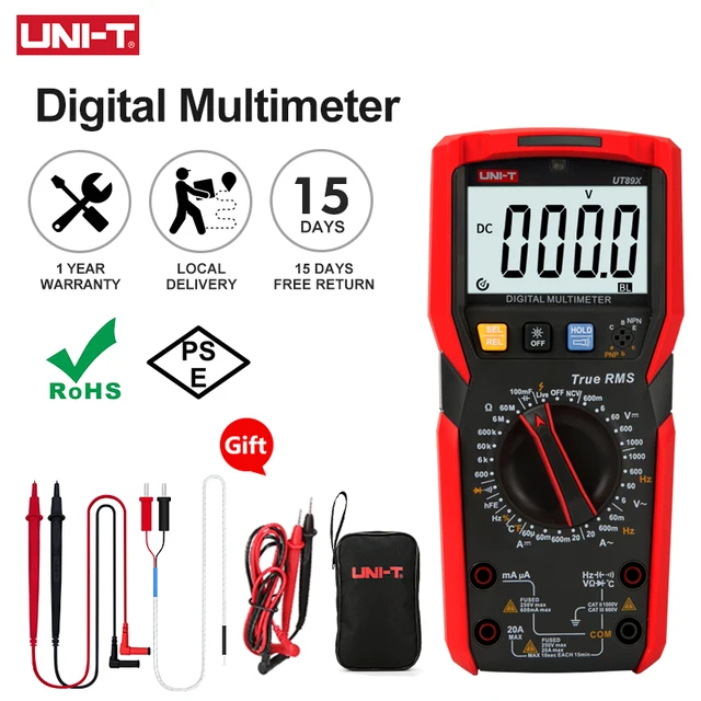 UNI-T UT89X UT89XD Professional มัลติมิเตอร์แบบดิจิตอล True RMS NCV 20A Current AC DC โวลต์มิเตอร์ความจุเครื่องทดสอบความต้านทาน 1