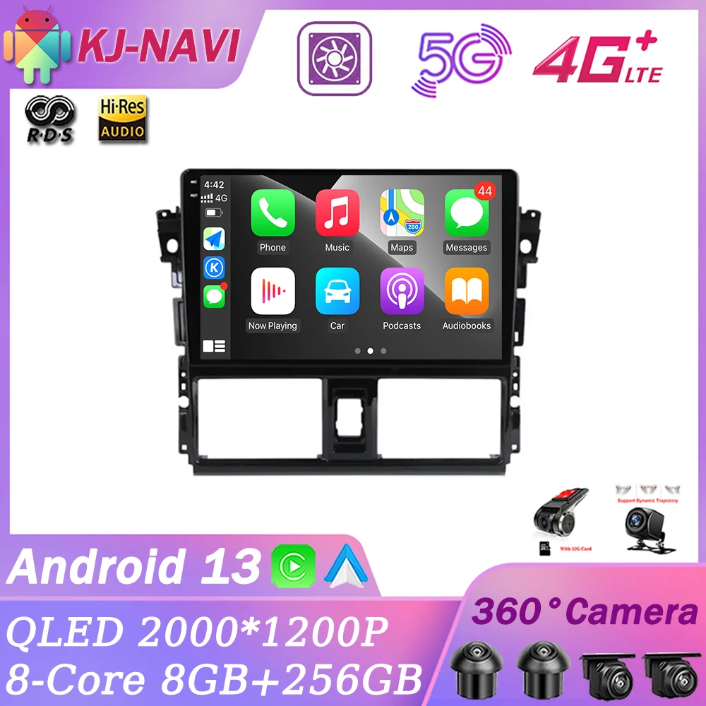 

Автомобильный мультимедийный плеер, плеер на Android, с GPS, Wi-Fi, для Toyota Yaris Vios, типоразмер 2DIN, 10,1 дюйма, для Toyota Yaris Vios, 2014, 2015, 2016