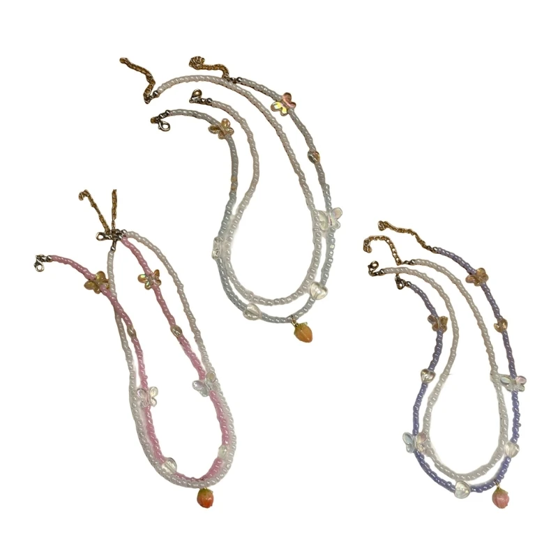 

Ожерелья-бабочки с хрустальным жемчугом и темпераментом для женщин, юбилейные украшения X3UD