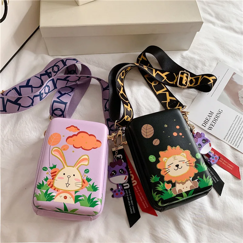 Children Lovely Rabbit Lion Shoulder Messenger Bag 2022 Summer New Women PU Small Square Bag