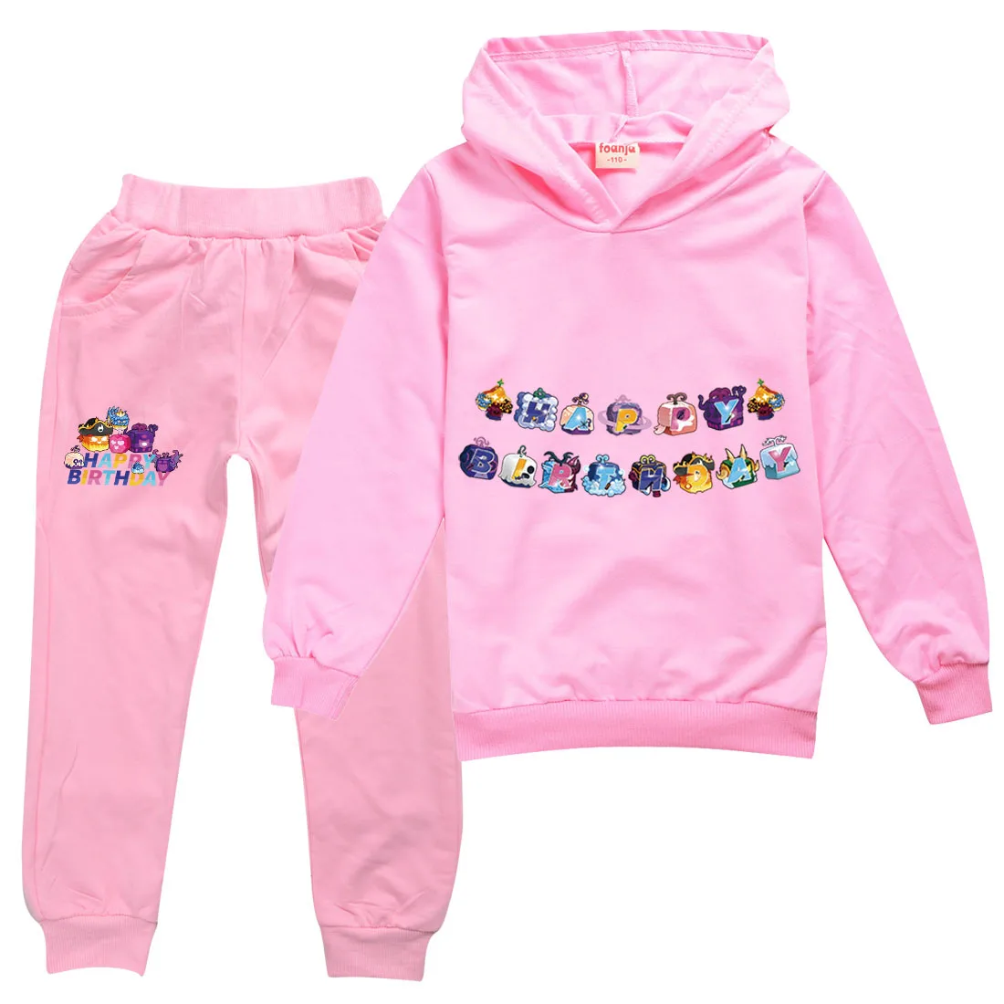 Hot Game Blox Fruits Hoodie Kids Long Sleeve Sweatshirts+Pants 2pcs Suit Boys Sportswear Children Clothing Toddler Girls Outfits