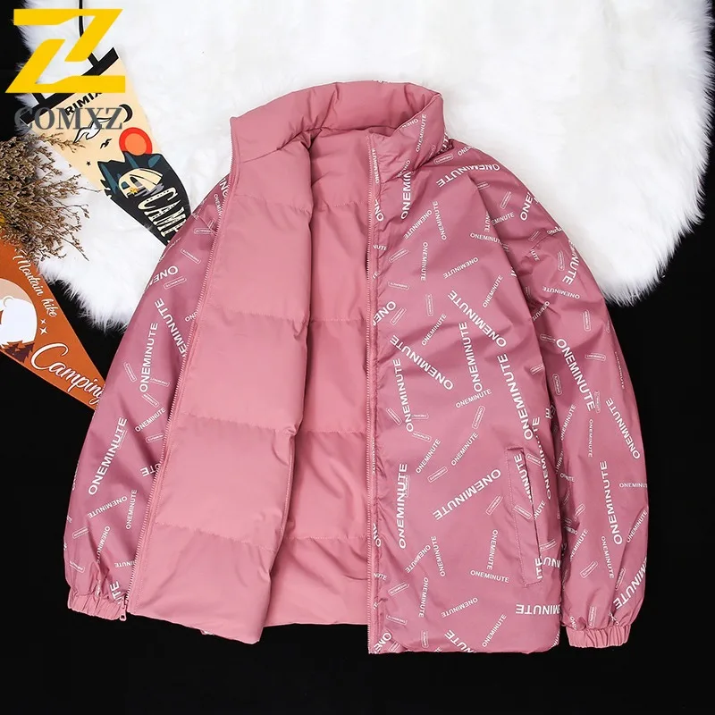 Men's Winter Reversible Padded Jacket Thermal Double-Sided Parka Bread Style Coat Windproof Thickened Fleece Lined Outerwear2025