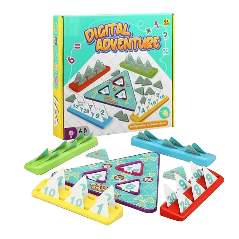 Math Multiplication Board Game, Table Game for Boys and Girls, Preschool Division, Exercise Board Game with Number Cards