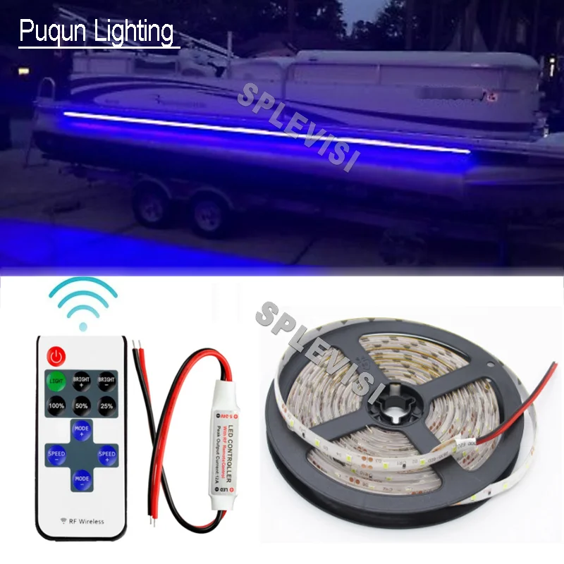 Blue Wireless Boat Deck Interior Accent 5050LEDs Strip Lighting Waterproof 5m 