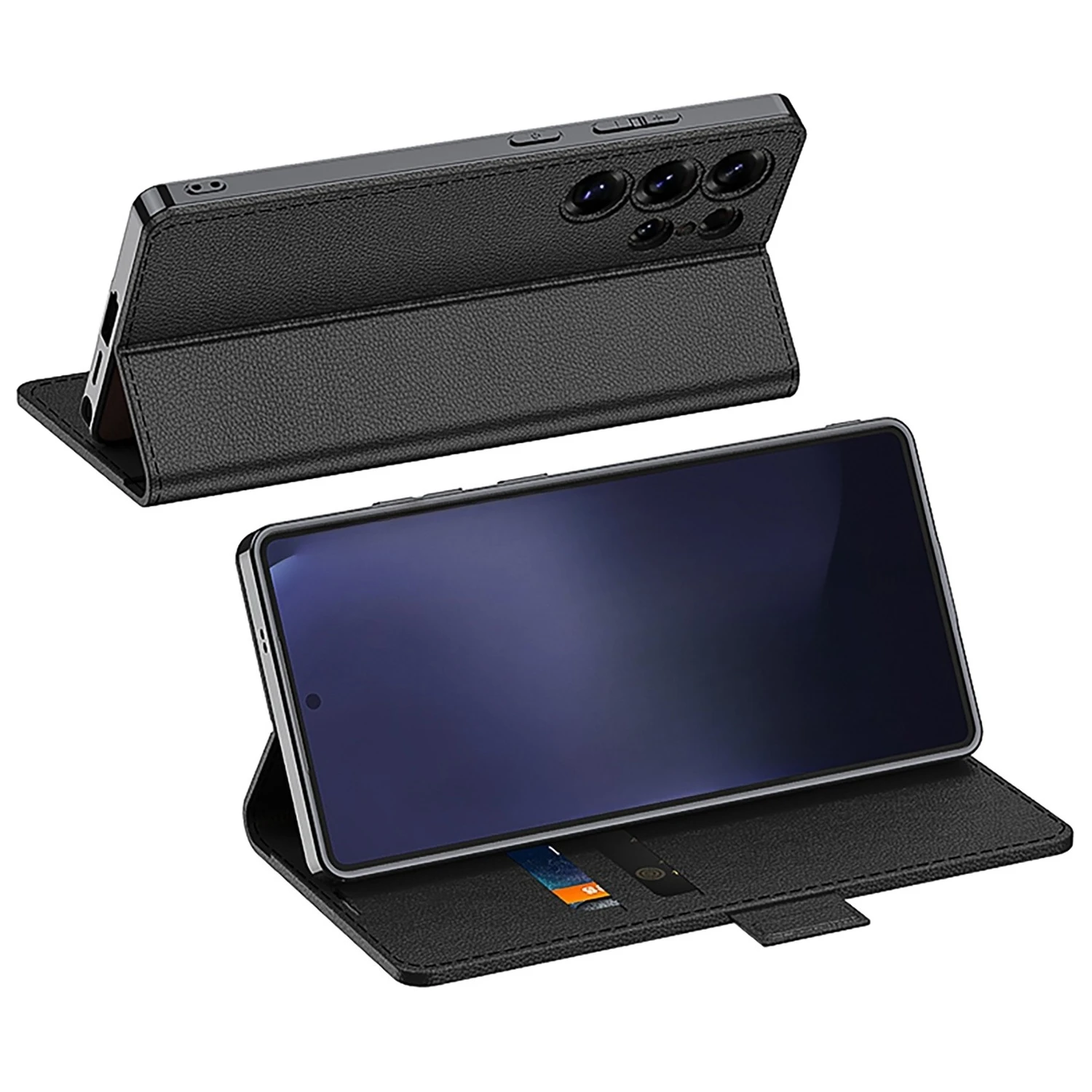 Elegant PU Leather Matte Wallet Phone Case with Card Holder & Magnetic Closure - All-Inclusive Skin Feel