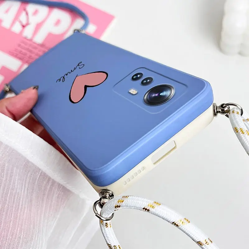 Big Red Heart Crossbody Lanyard Silicone Phone Case Cover