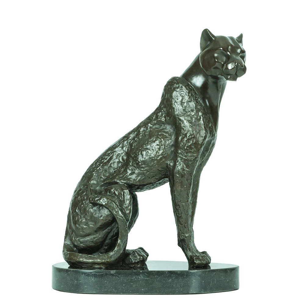 

Large Cheetah Bronze Statue Leopard Figurine Wild Animal Sculpture Personality Office Home Decoration Big European Art