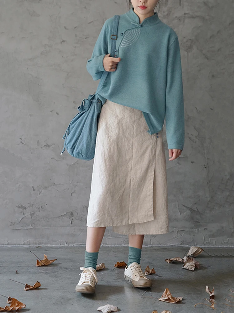 Sweater New Women's Loose Outer Wear Thick Retro Top Inner Tea Clothes Chinese Knitted Sweater