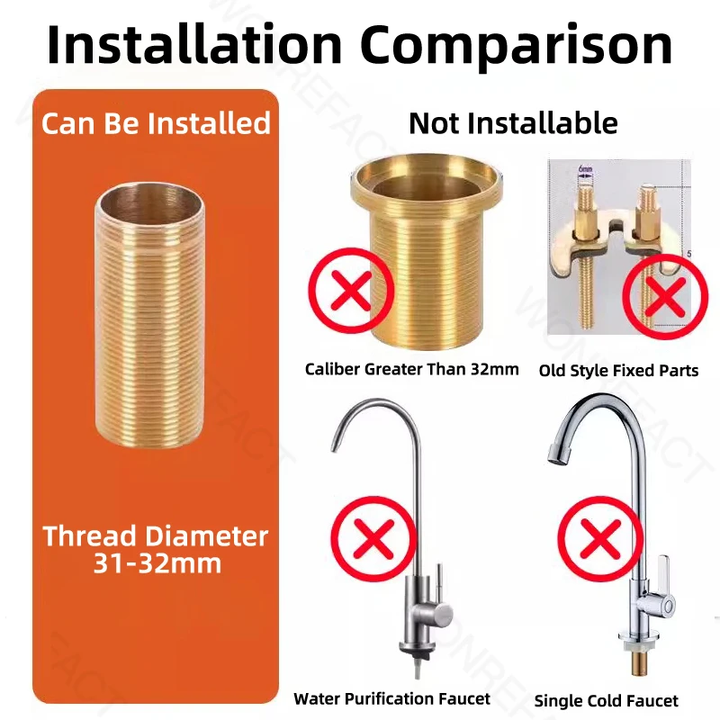 Hot and Cold Faucet Fixing Tool Lock Nut Set Quick Tighten Faucet Mounting Nut Prevent Kitchen Bathroom Faucets from loosening