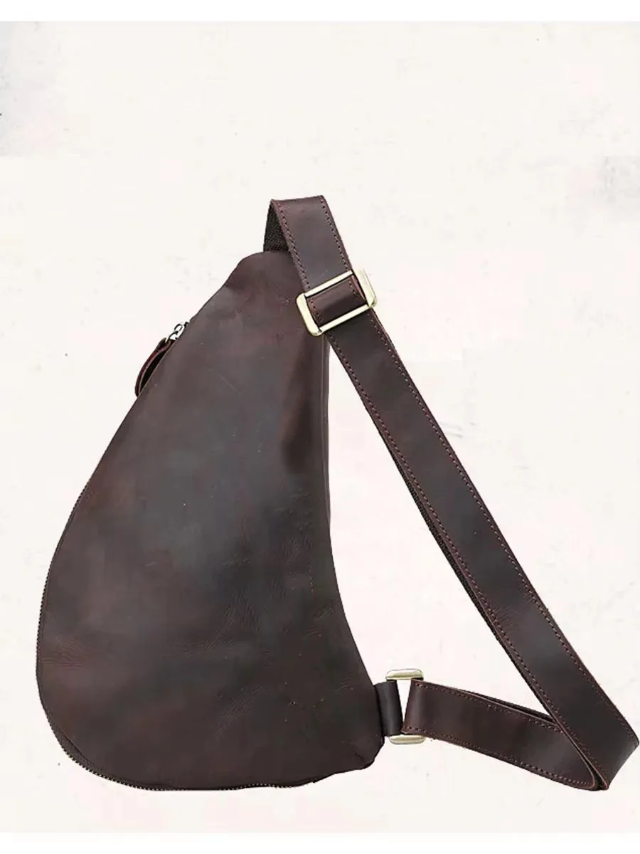 Nasva Leder Retro Herren Brusttasche Mode Leder Knödel Tasche Umhängetasche Sport Fitness kleine Umhängetasche – Detail 6
