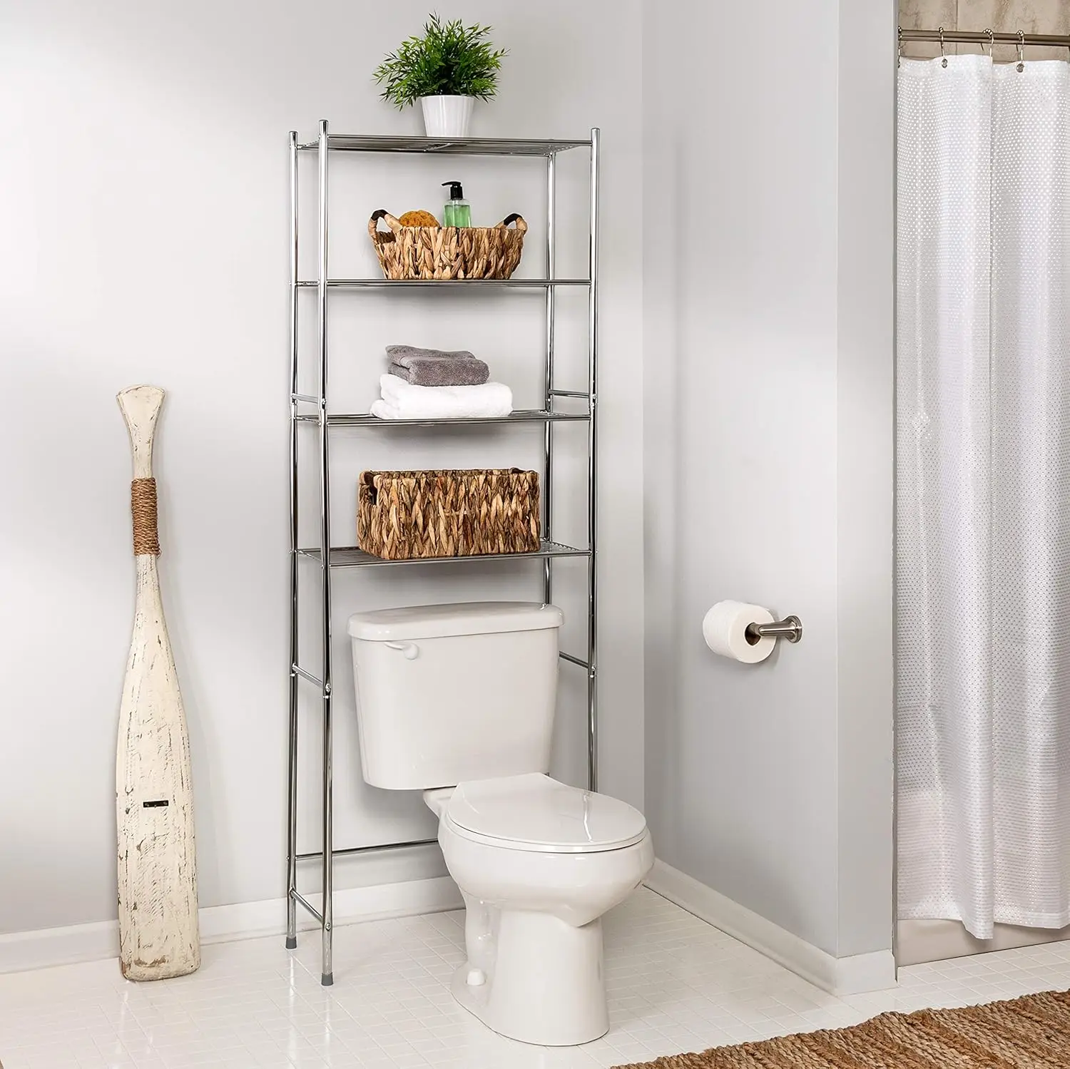 Honey-Can-Do 4-Tier Space Saver Shelf, Chrome, 24.02" L x 11.02" W x 67.72" H, BTH-05281 2