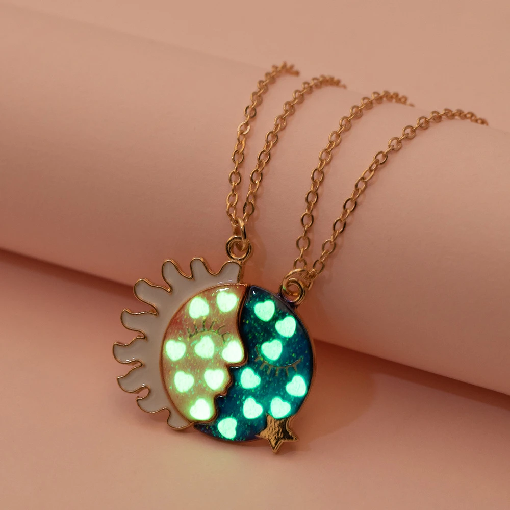 Collares luminosos de mejores amigos para mujer y niña, collares de Luna y sol, mejores amigas, BFF, joyería magnética, regalo, 2 unids/set por | - AliExpress