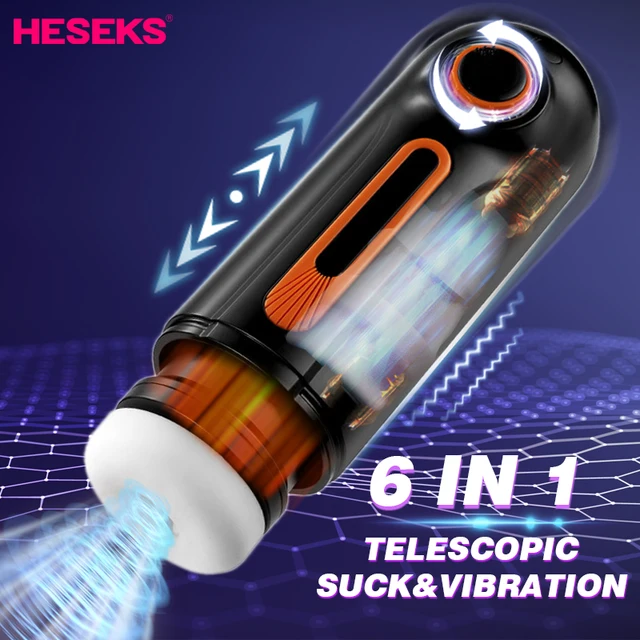 HESEKS 6in1 Automatic Telescopic Sucking Vibration Masturbators For Men Pussy Vaginas For Men Real Blowjob