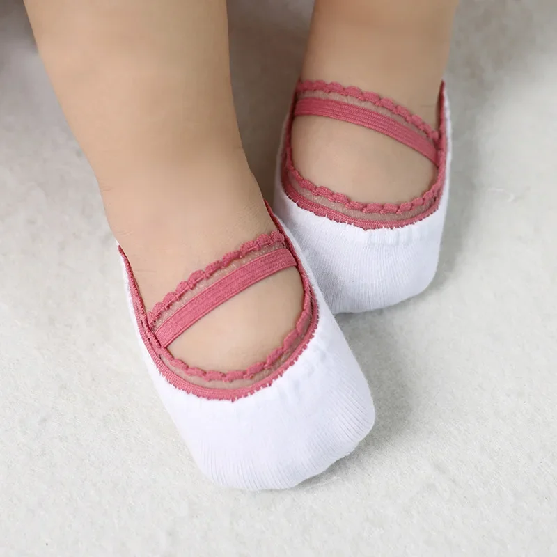 Cotton Socks Kids Socks Baby Socks Girls Socks Newborn Baby Socks Summer Lace Solid Color Princess Girl Infant Anti-slip With Rubber Soles