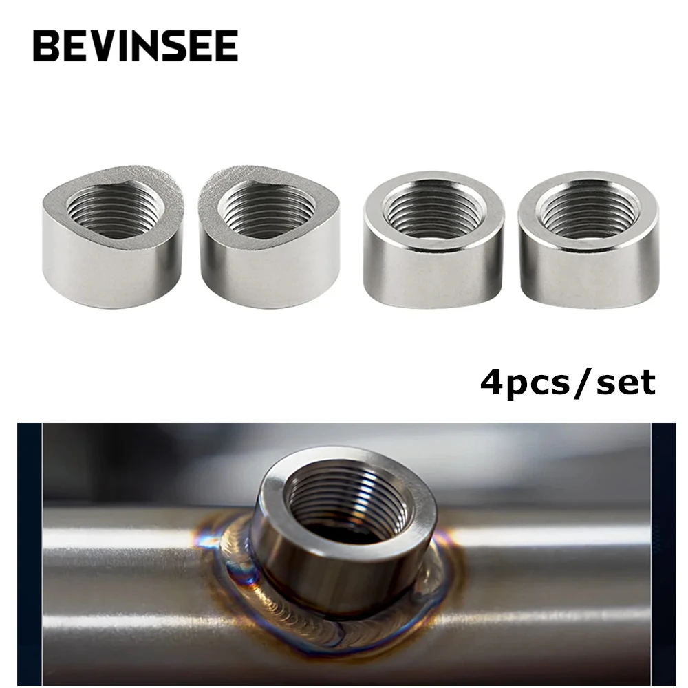Oxygen Sensor Nut Weld Bung Plug M18x1.5 O2 Sensor Adapter Curve Notched Nut Bung Stainless Steel Universal Auto Parts 4pcs