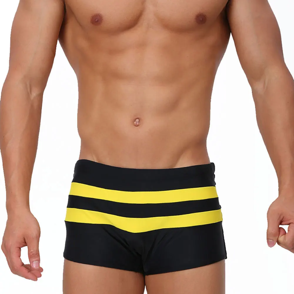 Men's Swim Short Boxers Sexy Swimming with Open Back Zipper Sport Beach Pants Swimsuit Swimwear Sexy Male Bathing Suilt Surfing