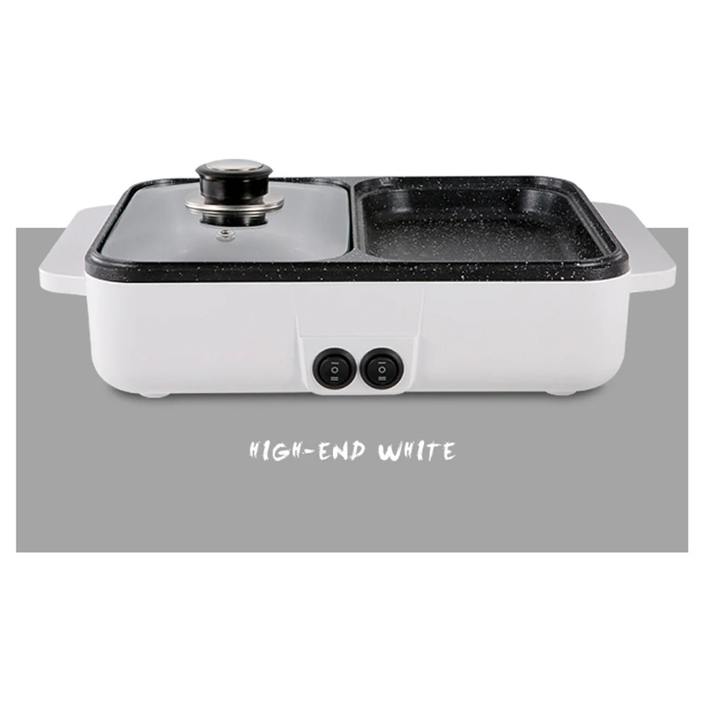 110V/220V 1200W 2 IN 1 Electric Hot Pot Cooker BBQ Grill Multicooker Electric BBQ Grill Non Stick Plate Barbecue Pan Cooking Pot 4