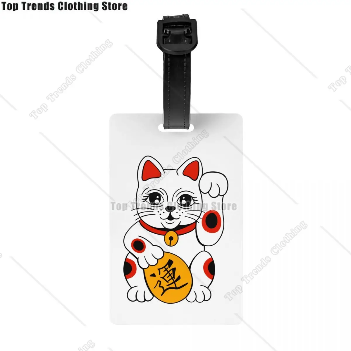 Japanese Maneki Neko Waving Lucky Cat Luggage Tag for Suitcases Privacy Cover ID Label 2