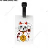 Japanese Maneki Neko Waving Lucky Cat Luggage Tag for Suitcases Privacy Cover ID Label 2