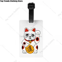 Japanese Maneki Neko Waving Lucky Cat Luggage Tag for Suitcases Privacy Cover ID Label 2