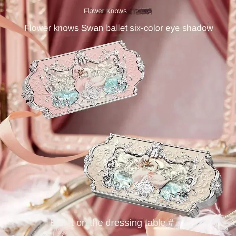 Eye Shadow Eye Shadow Plate Flower Knows Swan Ballet Eyeshadow Delicate Matte Glow Shimmer Waterproof 6 Color Glitter Eye Shadow Palette Beauty Cosmetics