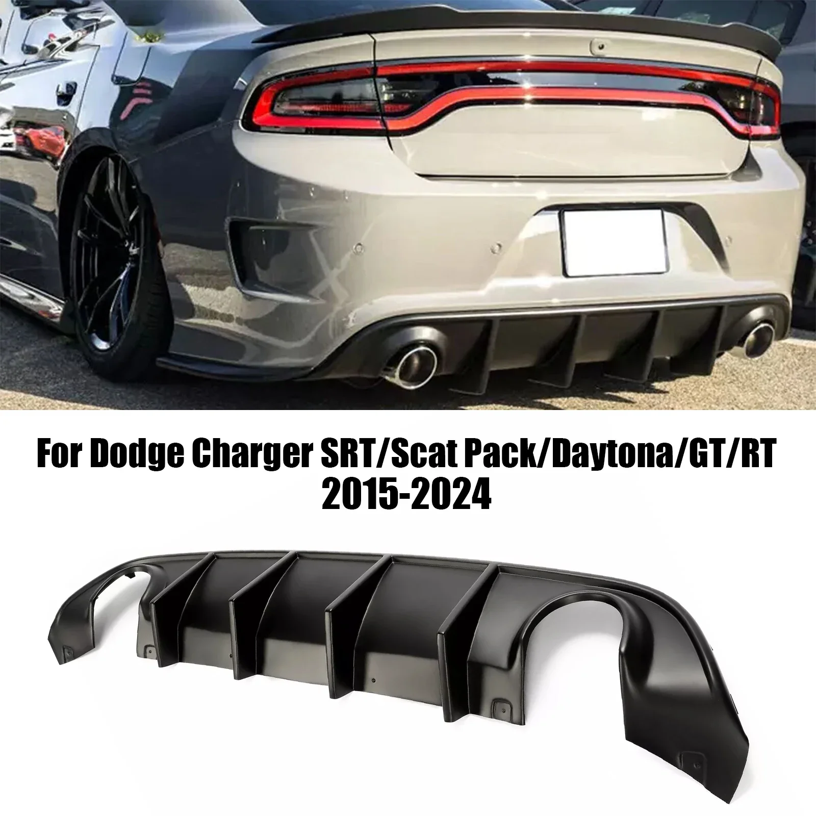 グロスブラックサイドスカートエクステンションリップダッジ15-2024ルックに対応 グロスブラックサイドスカートエクステンションリップ、ダッジチャージャーRT  SRT SXT 15+ GTルック対応 ZIANGAOI ダッジ チャージャー RT SRT SXT 6個 2.2m 車用ユニバーサルサイド ..., image size:1600x1600