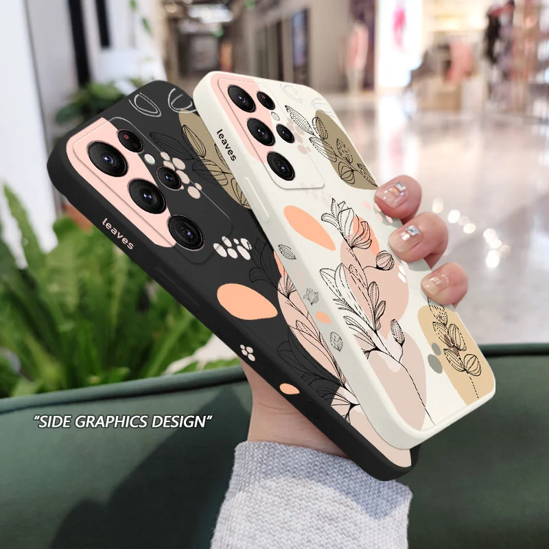 Abstract Plants Phone Case For Samsung Galaxy S25 S24 S23 S22 S21 S20 Ultra Plus FE S10 S9 S10E Note 20 ultra 10 9 Plus Cover 3