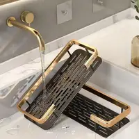 Punch-free Wall Mounted Bathroom Storage Organizer Shelf Shampoo Makeup Storage Rack For Kitchen Bathroom Accessories 2