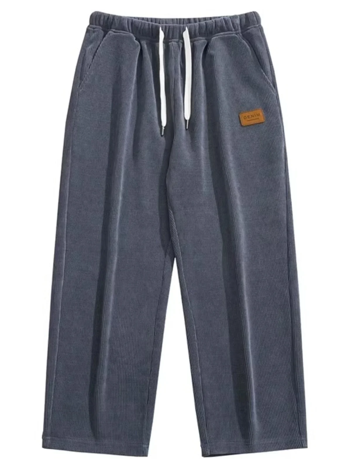 Men's Corduroy Pants Autumn Winter Loose Straight Leg Casual Trousers Spring Spor Loose Fit Long Straight Tube Trousers