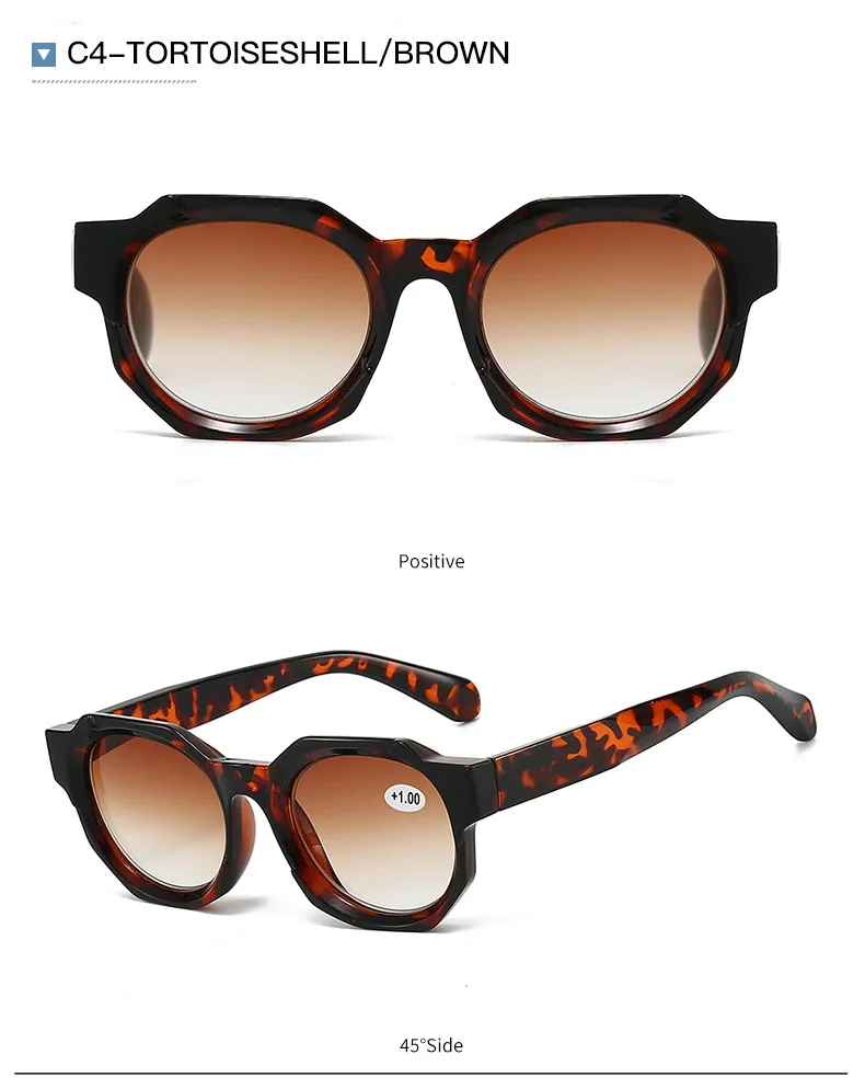 SO&EI Mode Polygon Quadratische Lesebrille Frauen Mode Tee Gradienten Männer Sonnenbrille – Detail 11
