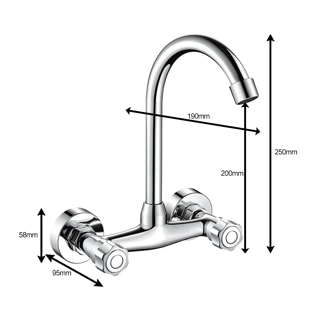 Kitchen Faucet High Pressure Brass Kitchen Sink Faucet Mixer 360 Degree Swivel Double Hole Hot And Cold Mixing Valve Stopcock 5