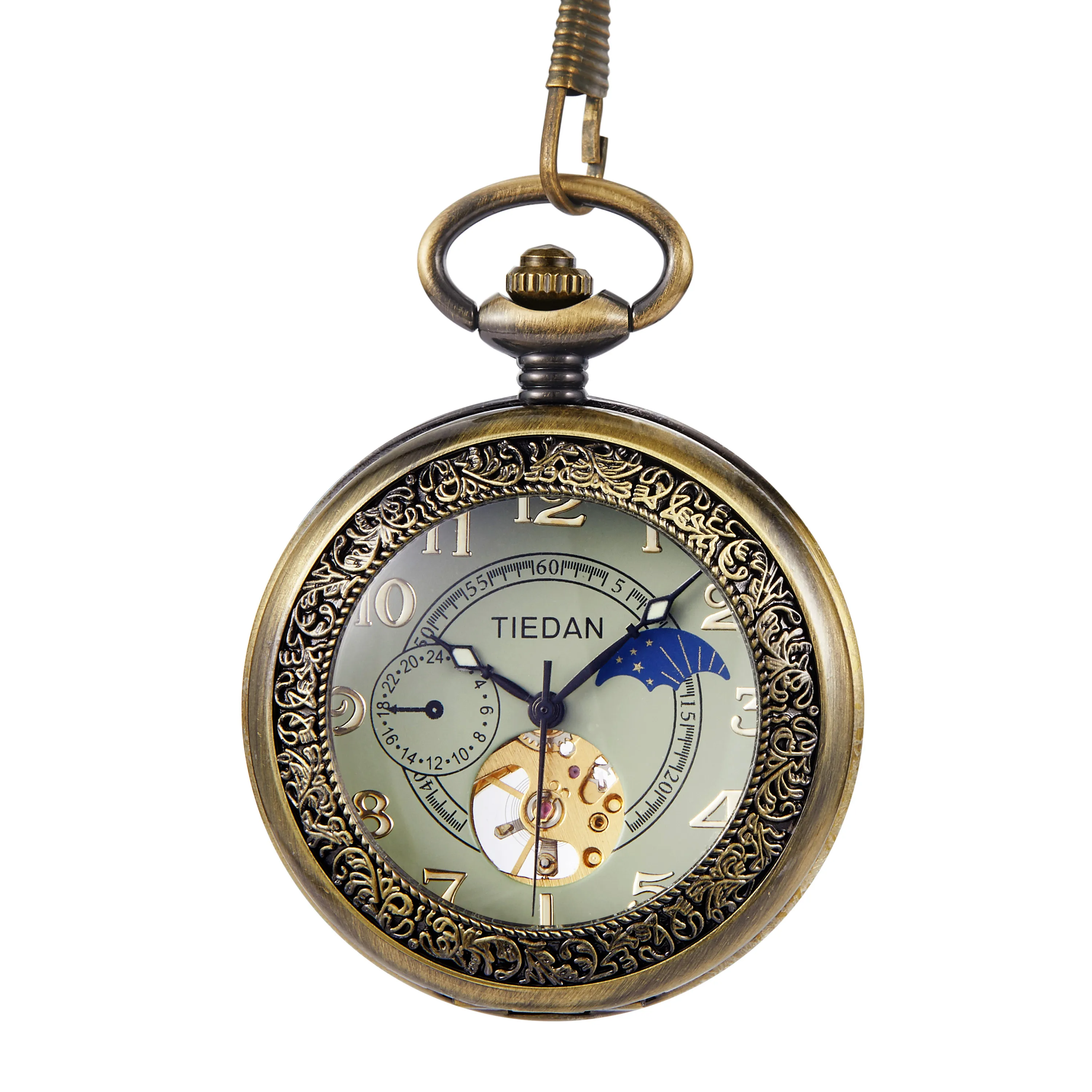 Top Brand Retro Men's Pocket Watch Fashion Ladies Gift Mechanical Movement FOB Chain 2021 New
