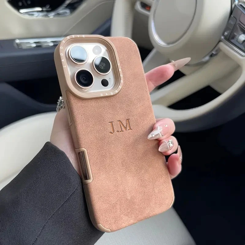 Personalized Luxury Suede Phone Case with Custom Name Design