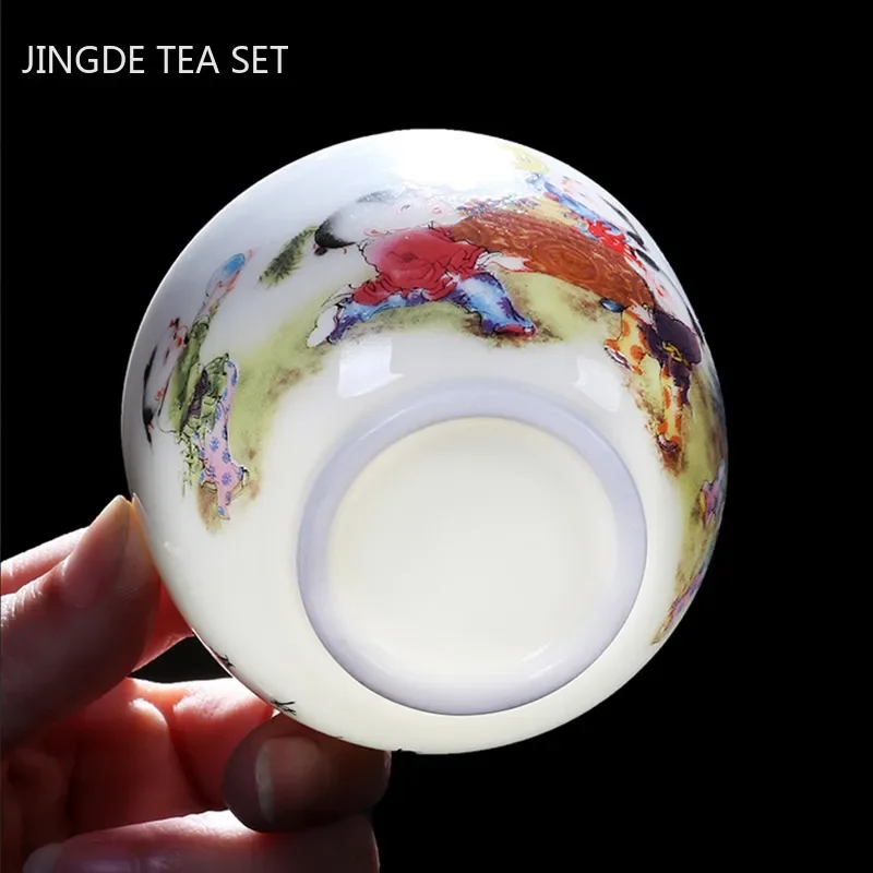 1Pc Chinese White Porcelain Teacup Travel Portable Tea Cup Small Tea Bowl Boutique Ceramic Interesting Tea Set Home Drinkware