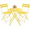 Outdoor 3 Piece Patio Bistro Set, Folding Bistro Table and 2 Folding Chairs, Patio Conversation Furniture Set, Space Savi 2