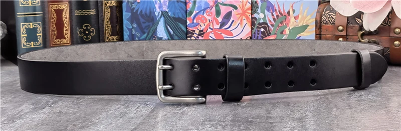 38MM Doppel Pin Metall Gürtel Schnalle Echtes Leder Gürtel Männer Jeans Leder Gürtel Für Männer Ceinture Western Cowboy Männer gürtel MBT0038 – Detail 18