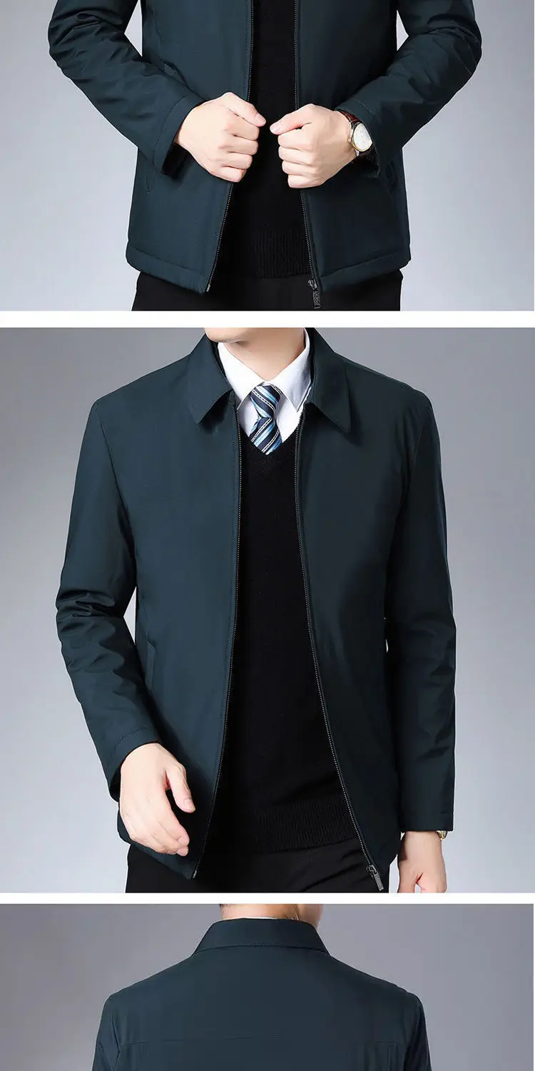 Description Picture 4 of itemNew Brand Men's Jacket Turn-down Collar Men's Jacket Business Casual Solid Color Jacket for Men Work Coat 2024 Spring Autumn New