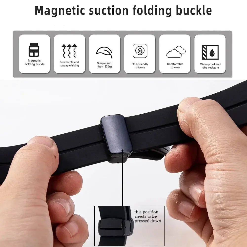 Elegant Magnetic Silicone Strap for Galaxy Watch - No Gap Design Bracelet