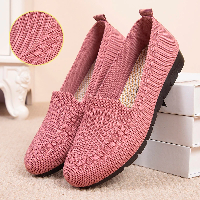 Mesh Breathable Women Sneakers Slip on Flat Casual Ladies Loafers Socks Shoes