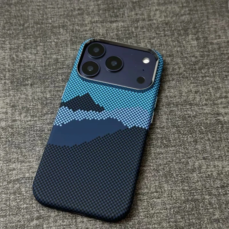 Magnetic Carbon Fiber Wireless Phone Case with Camera Lens Protection