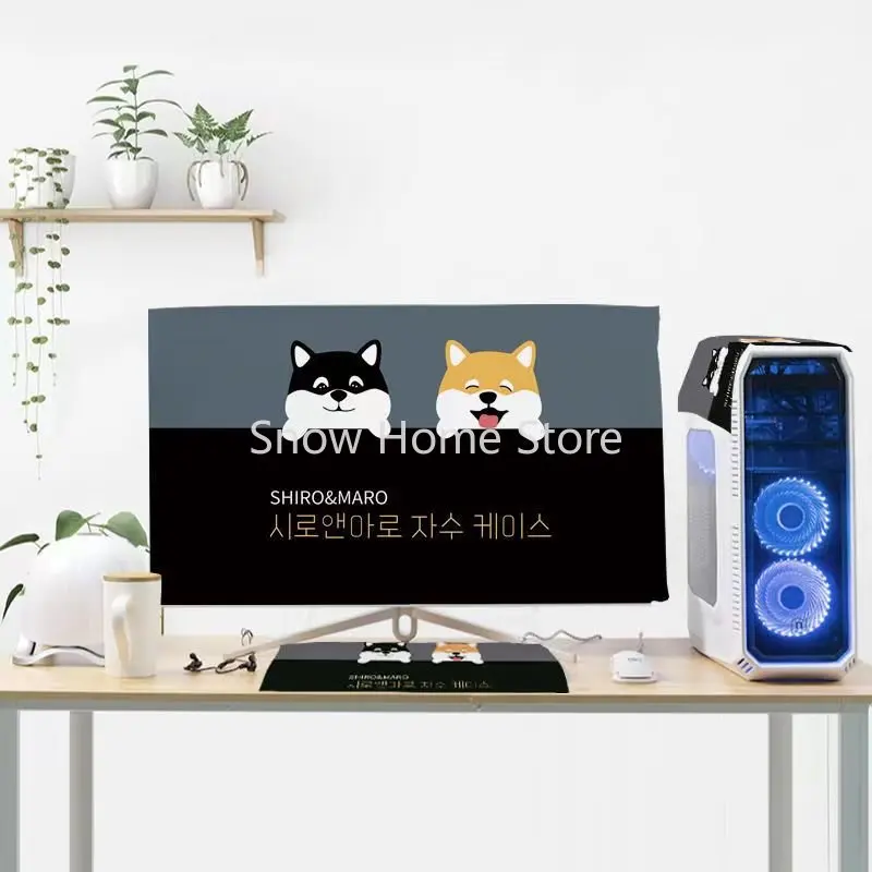 Desktop Computer Dust Cover Home Screen Host Cover Towel Set Protective Cover All-inclusive Keyboard Anti-ash Cover Cute