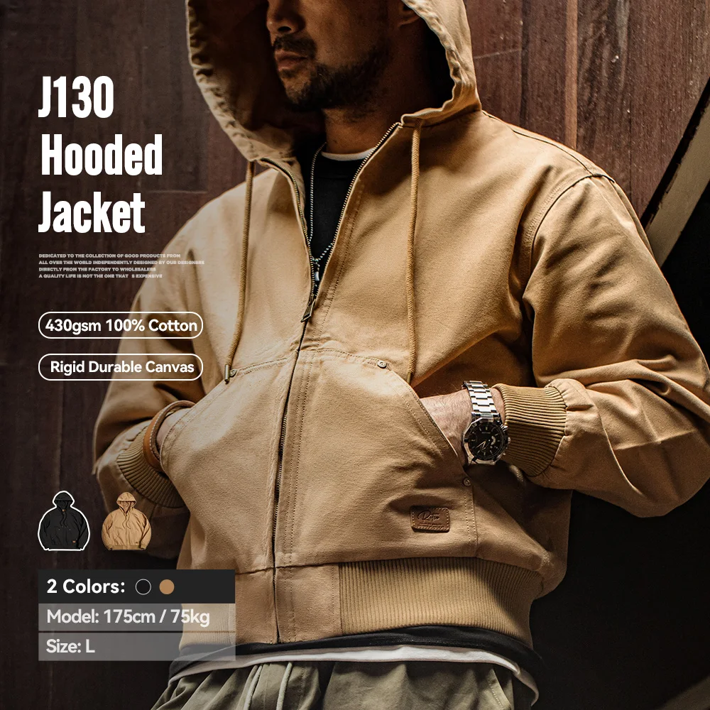 Maden Vintage J130 Heavyweight Hooded Jacket Canvas Classic Short
