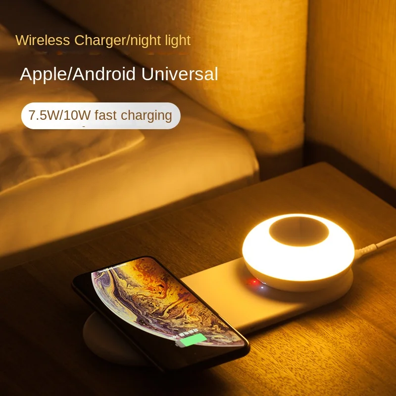 

Bedside Light With Mobile Phone Wireless Charging LED Desk Light, Separate Magnetic Suction Touch Dimming Samll Night Light
