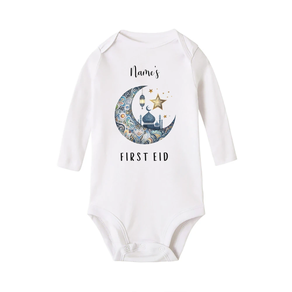 Personalised Eid Baby Romper Custom Name Boys Girls Eid Ramadan Outfits Bodysuit Islamic Muslim Holiday Newborn Outfit Jumpsuit 6