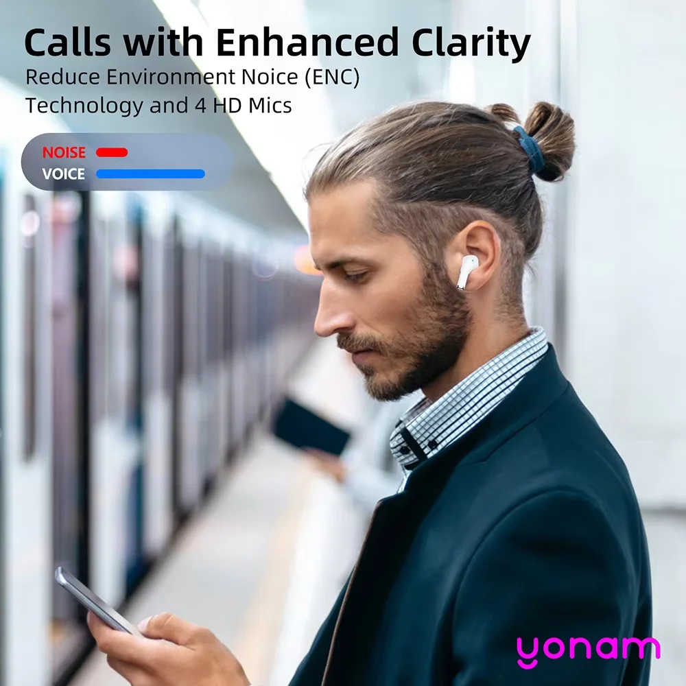 Yonam Air Pro True Wireless Earphone with Noise Canceling Touch Control Bluetooth 5.3 For iPhone Xiaomi Mic HiFi wireless earphones bluetooth earphones wireless bluetooth earphones bluetooth headphones wireless bluetooth headphones wireless headset