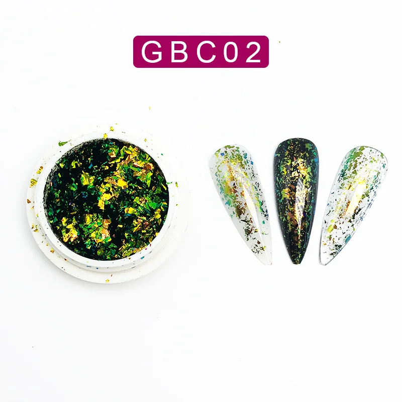 1Pc Iridescent Glitter Chameleon Nail Flakes Holographic Laser Colorful Nail Sequins For Sparkle Glitter Irregular Tips