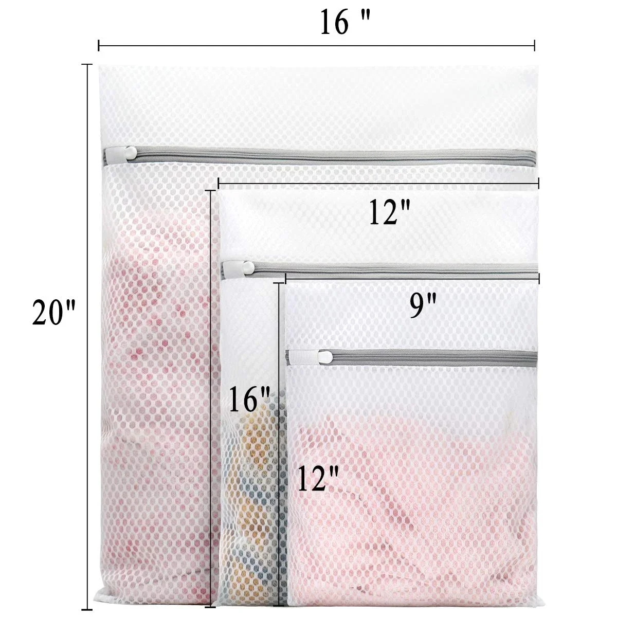 Set of 5 Durable Honeycomb Mesh Laundry Bags - Reusable and Versatile