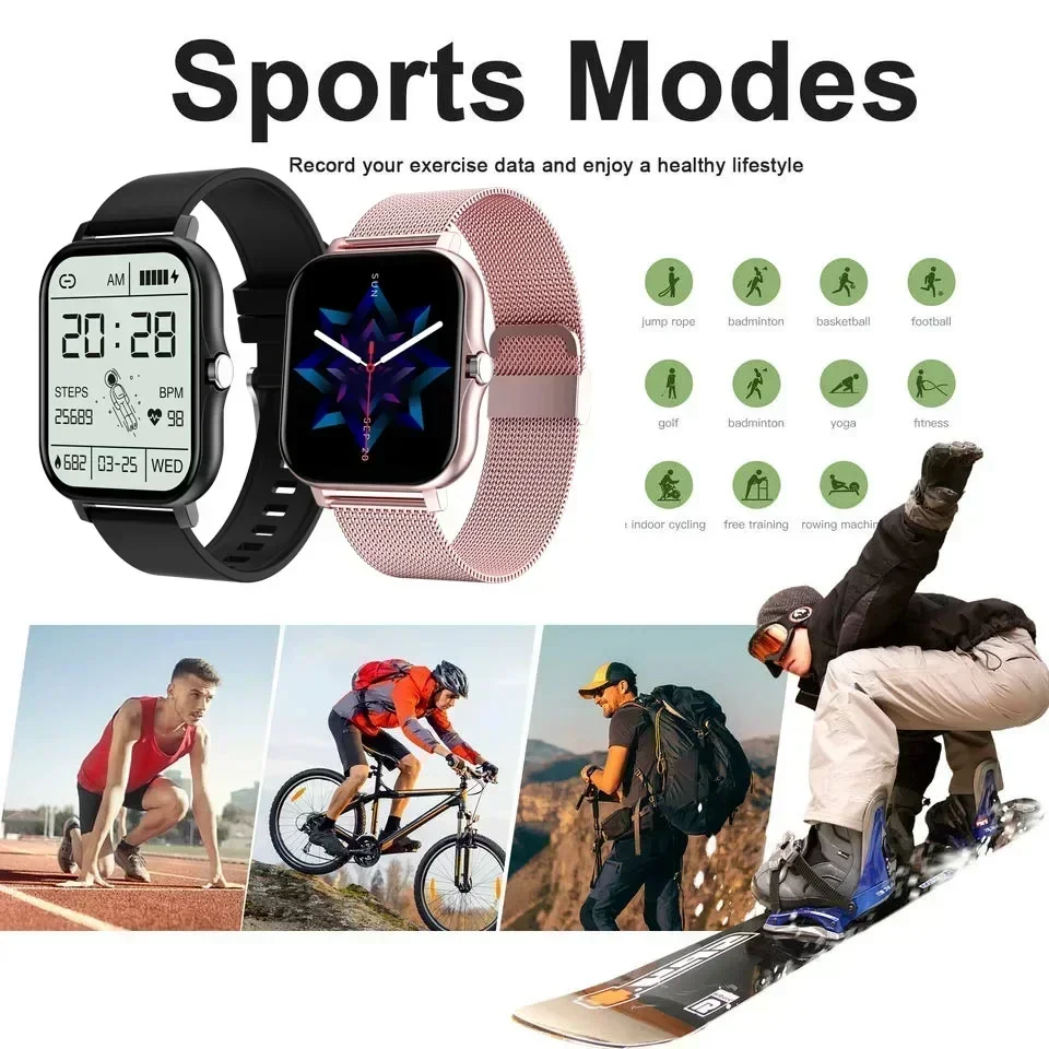Smart Watch Android Phone 1.47'' Inch Color Screen Bluetooth Call Blood Oxygen/Pressure Monitoring Smart Watch Women Men 2